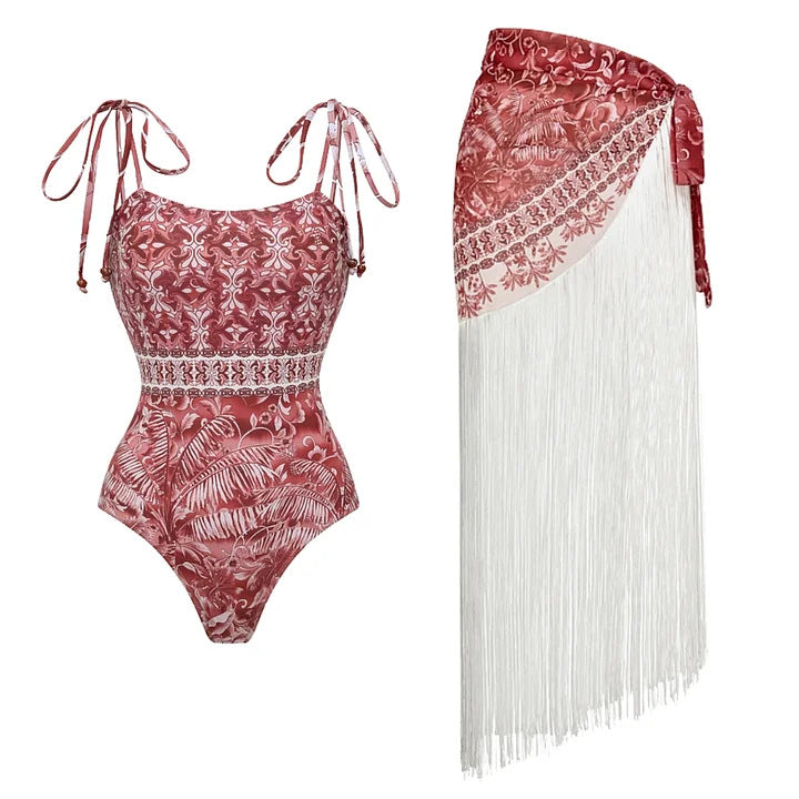 Tassel One-Piece Swimsuit Set for Women