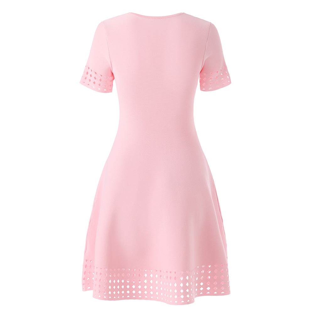 Hollow short-sleeved skirt