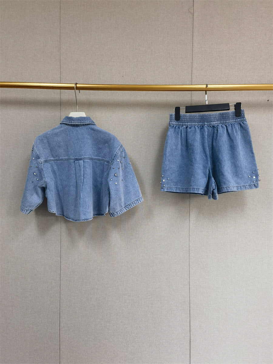 Nouvelle chemise de costume bleu lavé + short