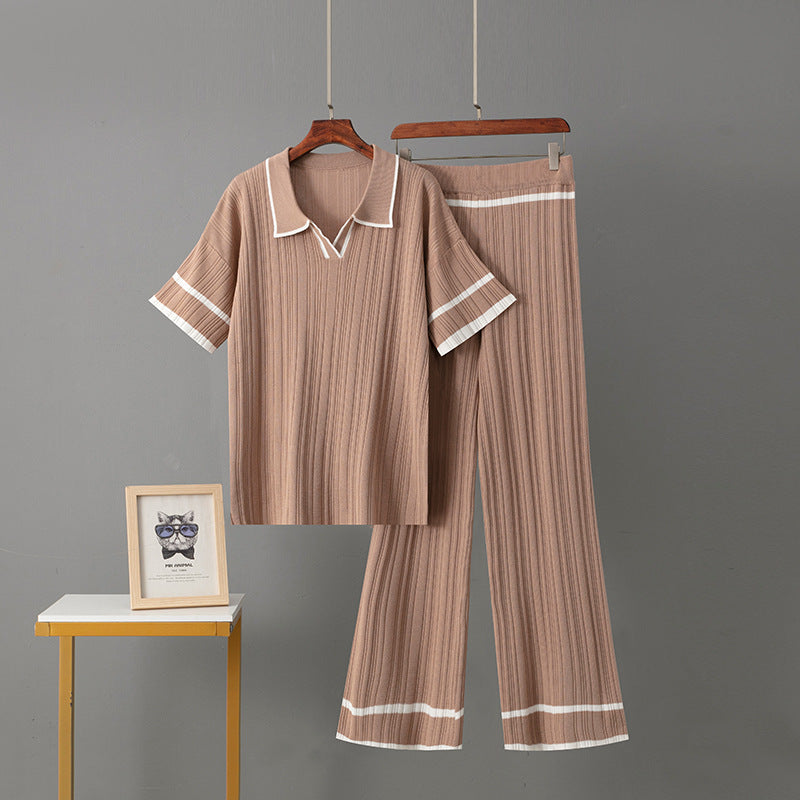 Polo collar  knitted suit