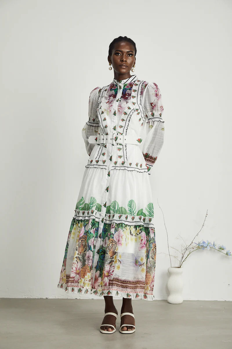 Gabi ruffled floral-print midi dress