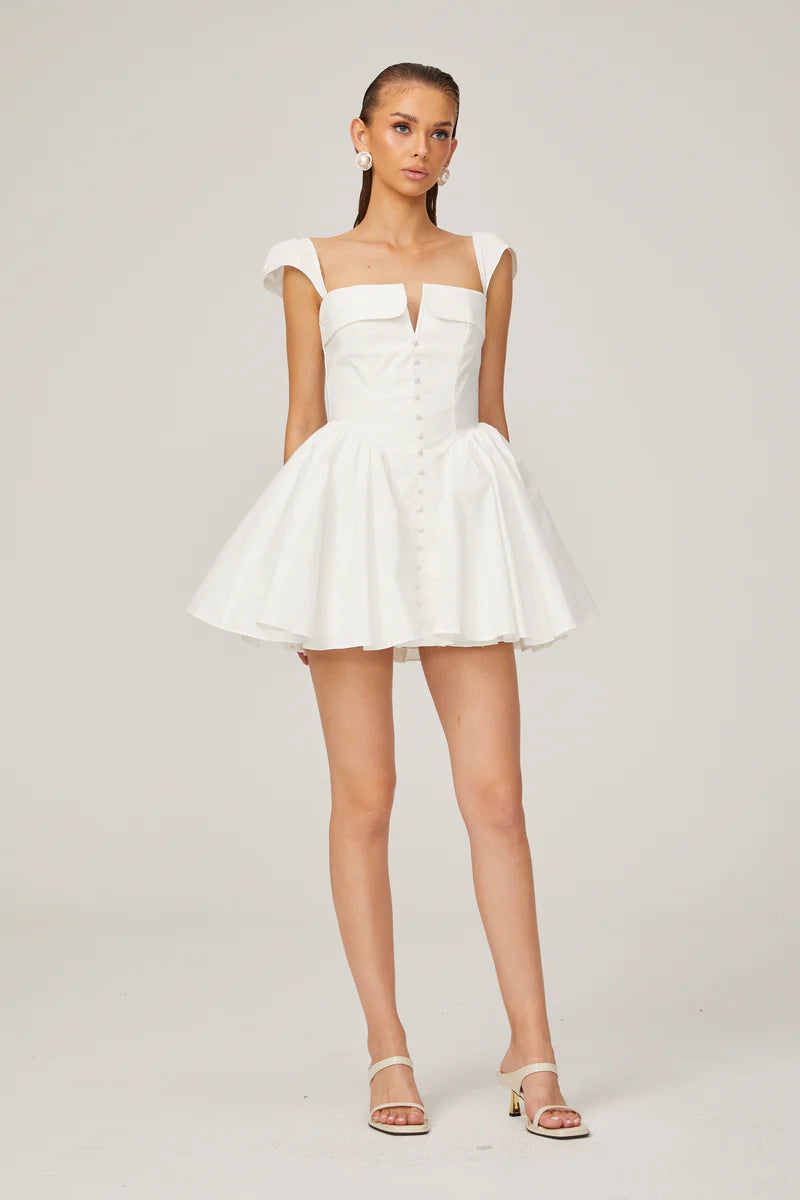 Julie White Polded Leck Condée Mini Robe sans manches