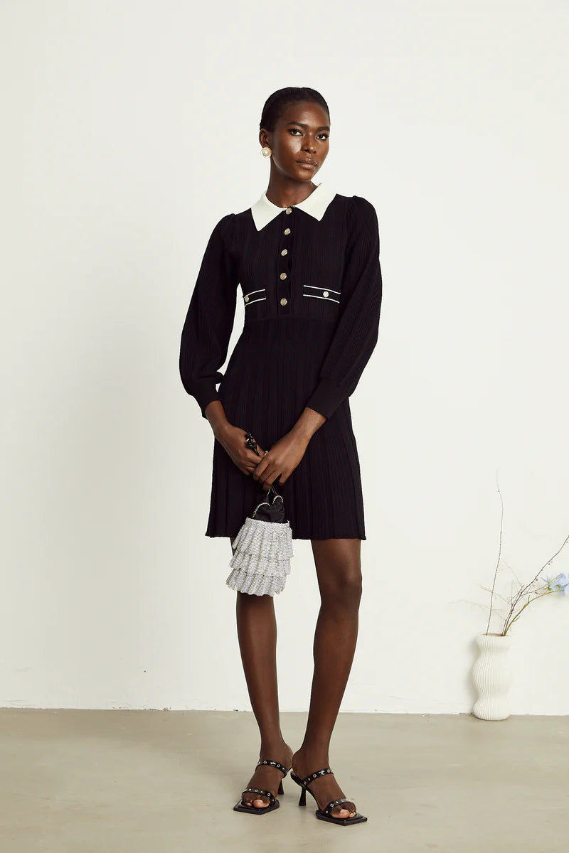 Mini robe noire à tarif nerveux Rosalie Black