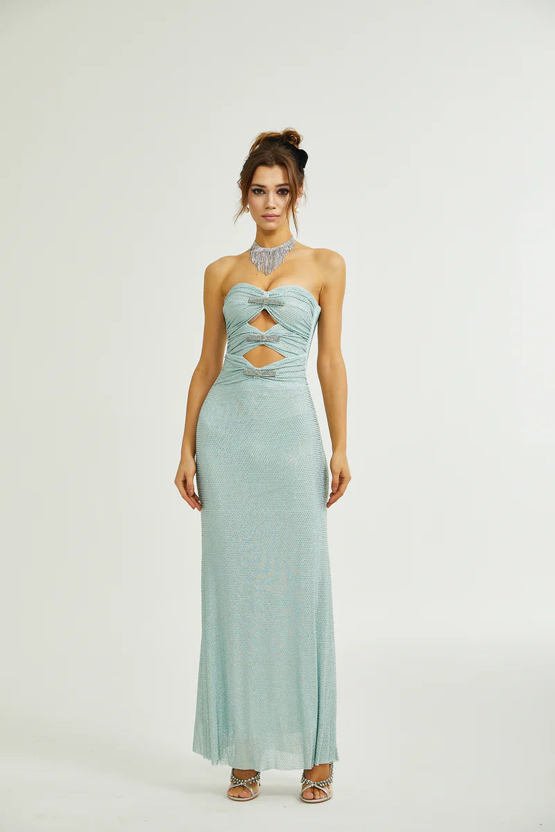 Sebille embellished bow-detail maxi dress