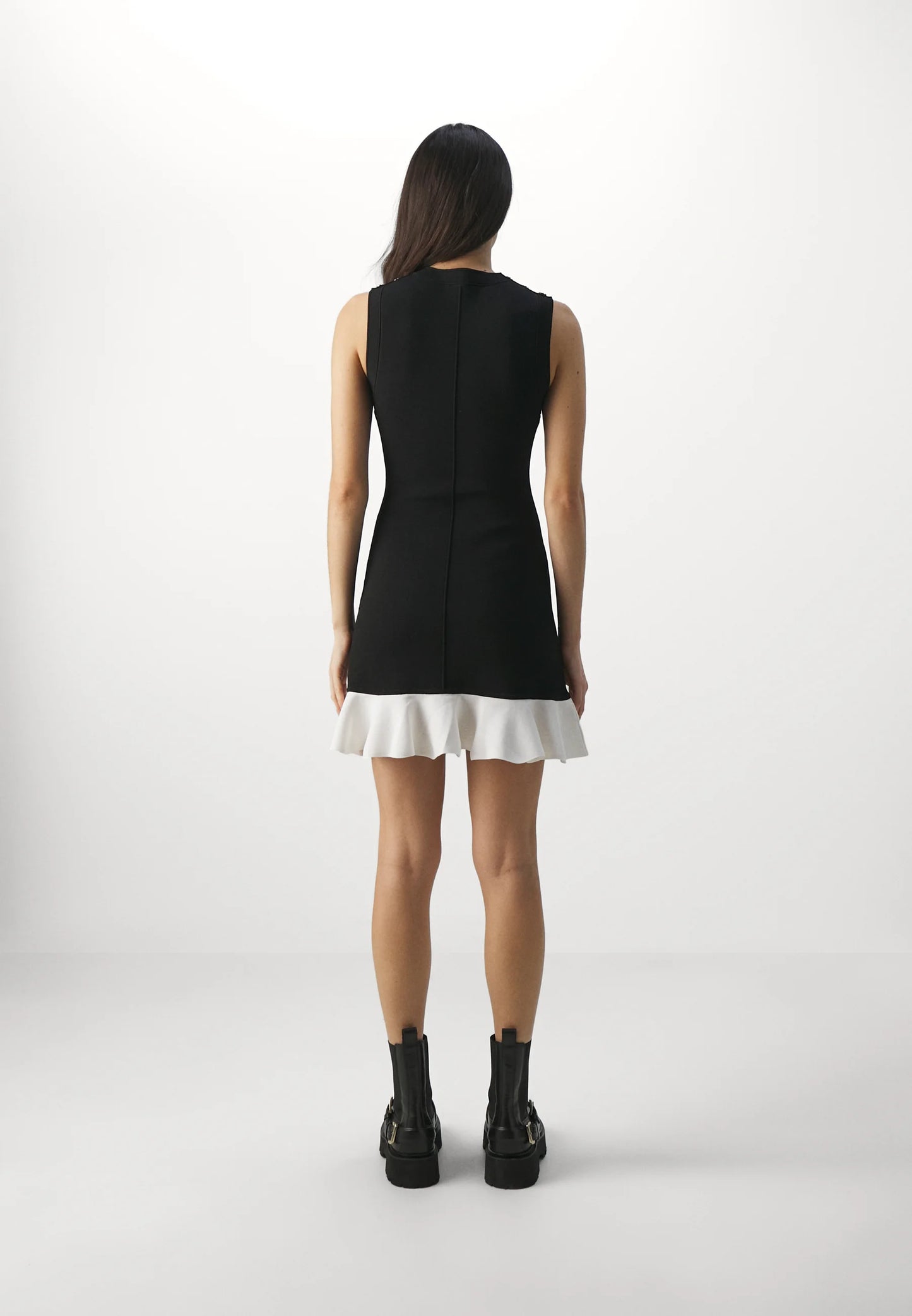 SANDRO Cropped two-tone dress