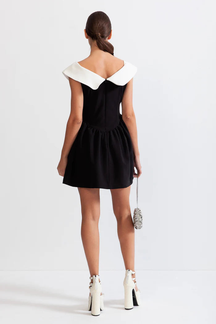 Bow Detail Minimalist Dress - B&W