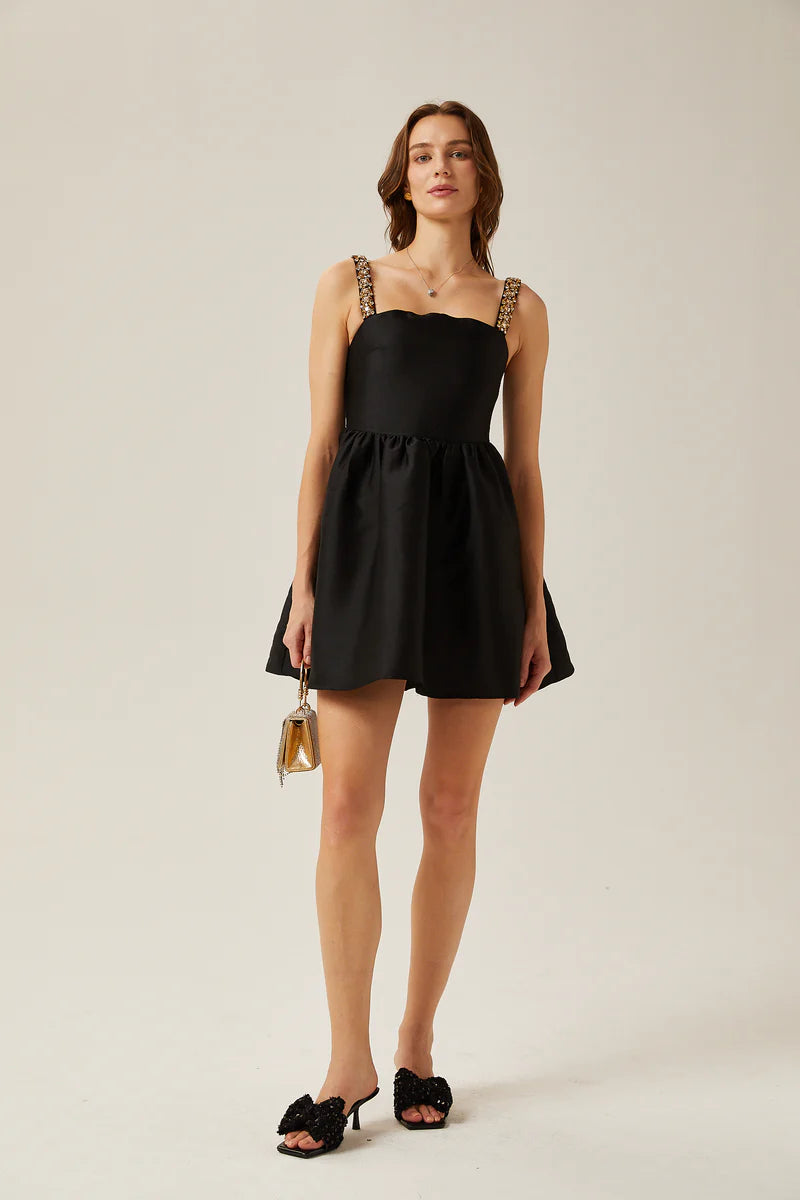 Mini robe moelleuse à plissage plissée en cristal