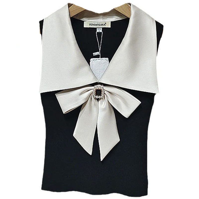 Flower bow design vest top