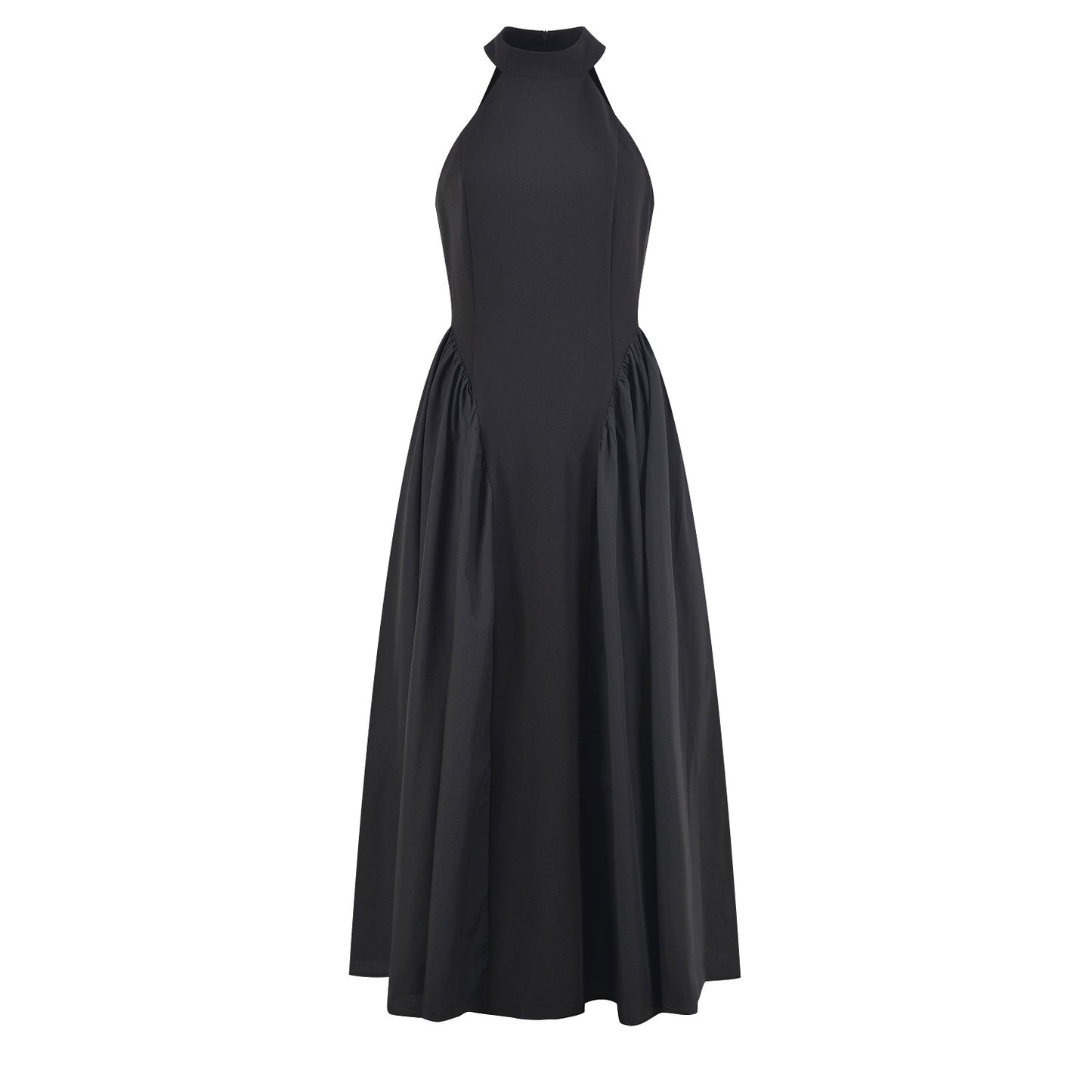 Halterneck long skirt women's new French celebrity waist slim dress