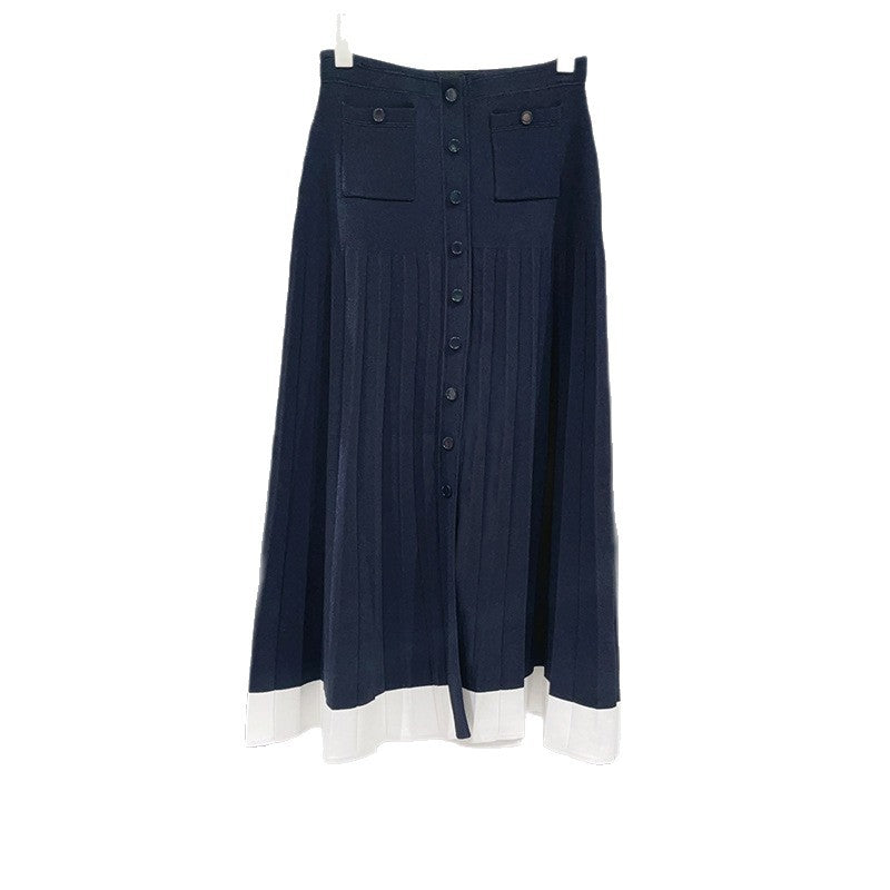 Crew Neck Sleeveless Knitted Vest Skirt Set