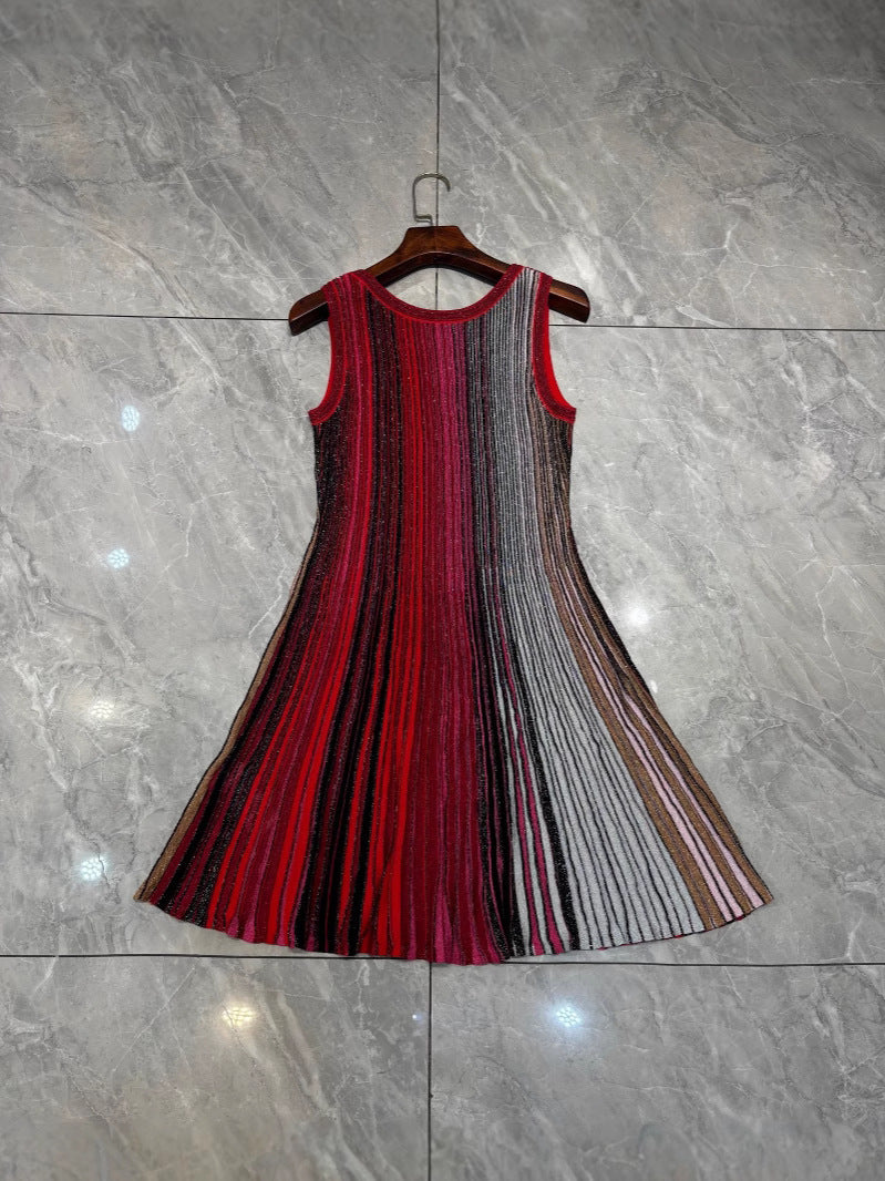 Gold Thread Colorful Stripesd dress