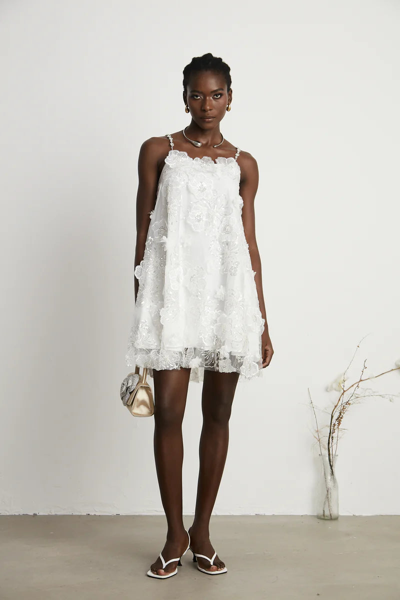 Mini robe florale ornée de cristal suzette en cristal