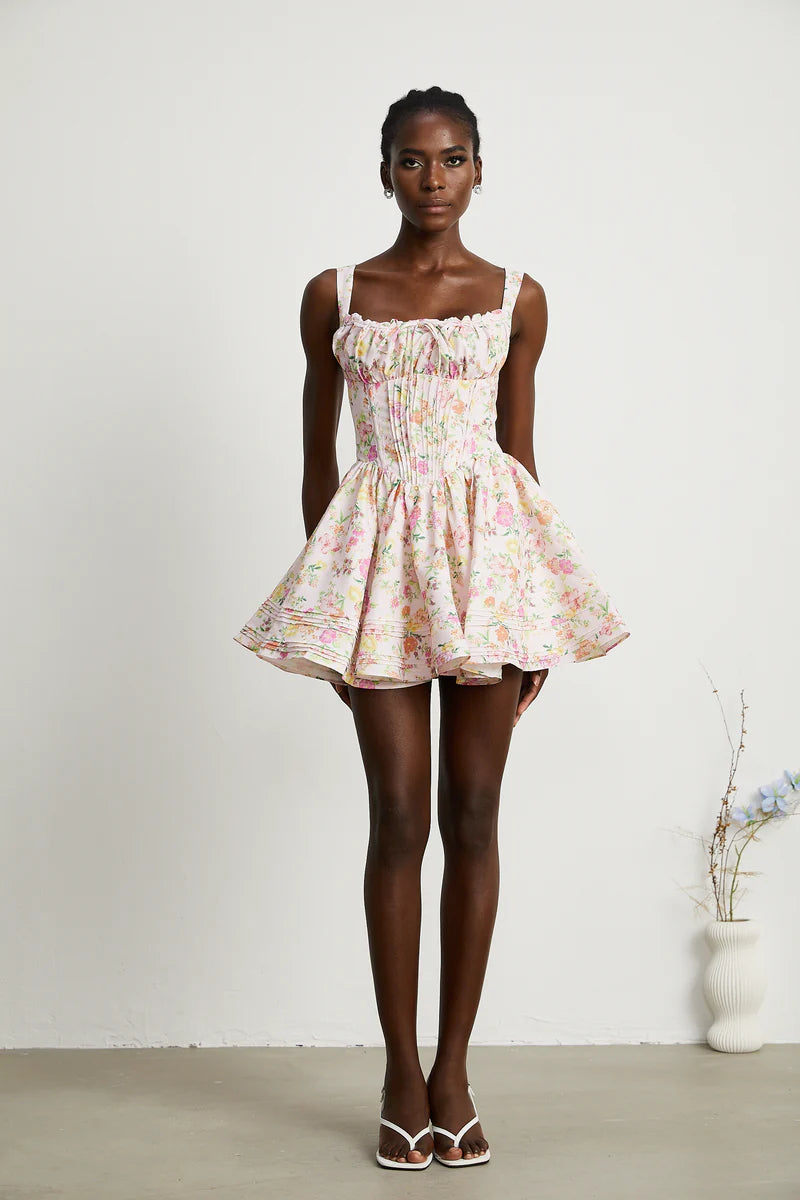 Kara Mini robe en coton à imprimé floral