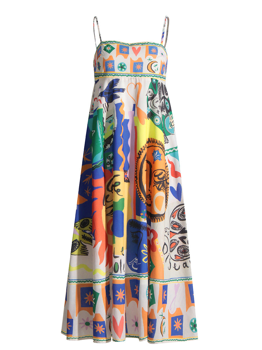 Graffiti print big swing dress