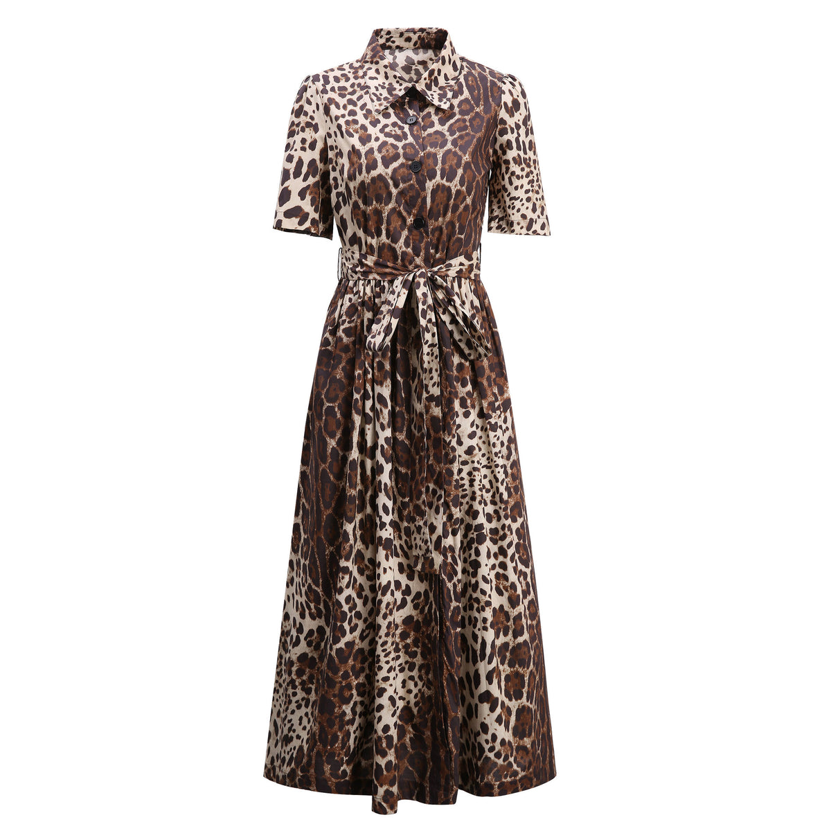 Leopard Belted Midi Dress