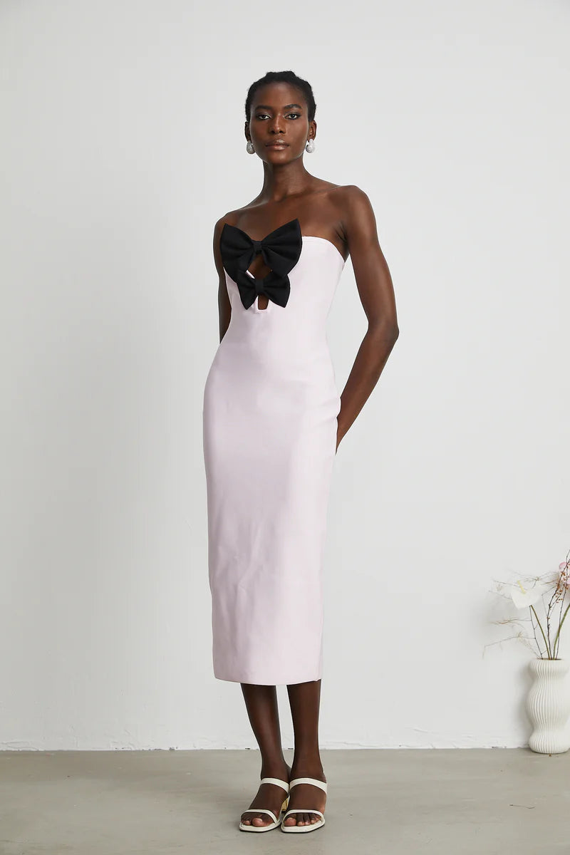 Étaín pink bowknot bandage dress