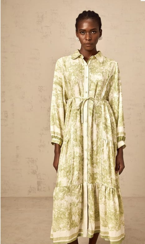 Adélaïde graphic-print midi dress in Green