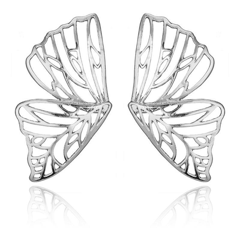 Short hollow butterfly wings shape stud earrings