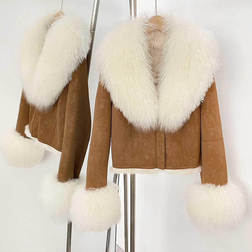 winter short suede fur coat