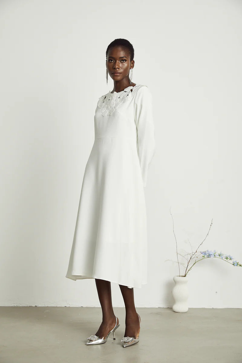 Coline floral embroidered cut-out midi dress