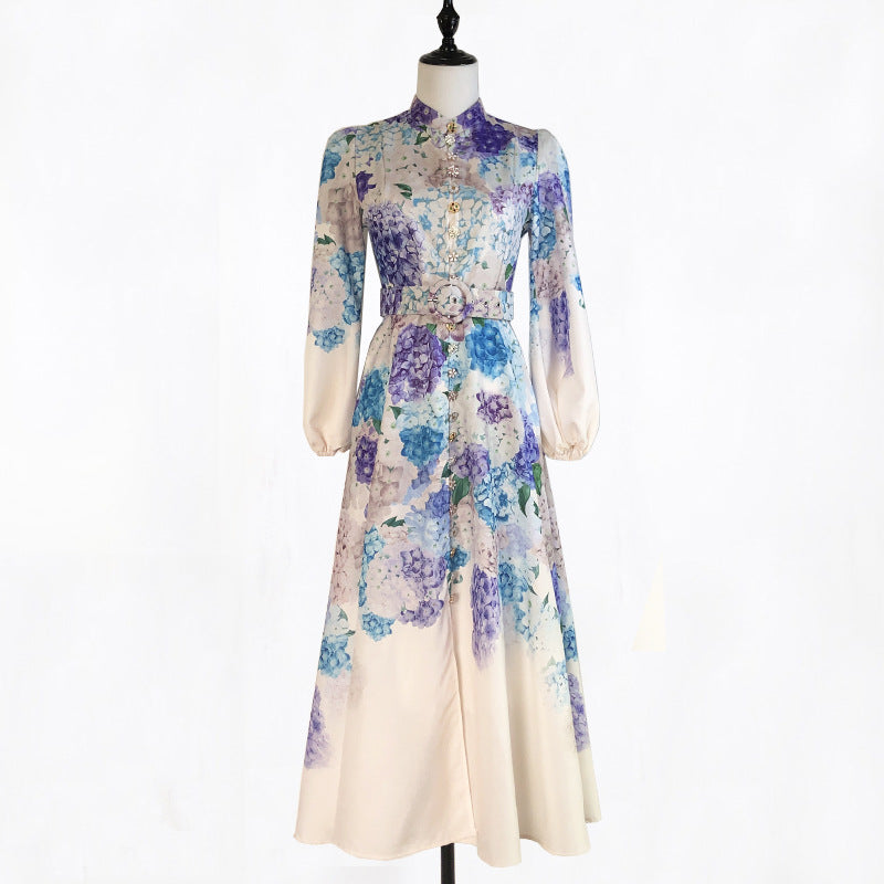 Doppelbrust-Taille-Stand-up-Kragenkleid