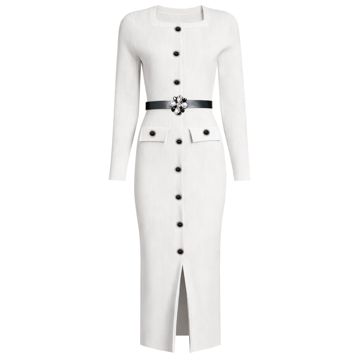 Square Collar Belt Slimming dress