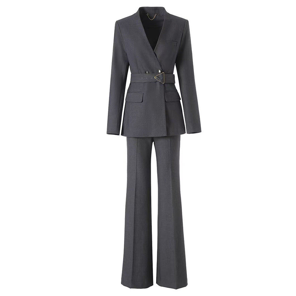 Two-Piece Set with Slightly Flared Elegant Trousers
