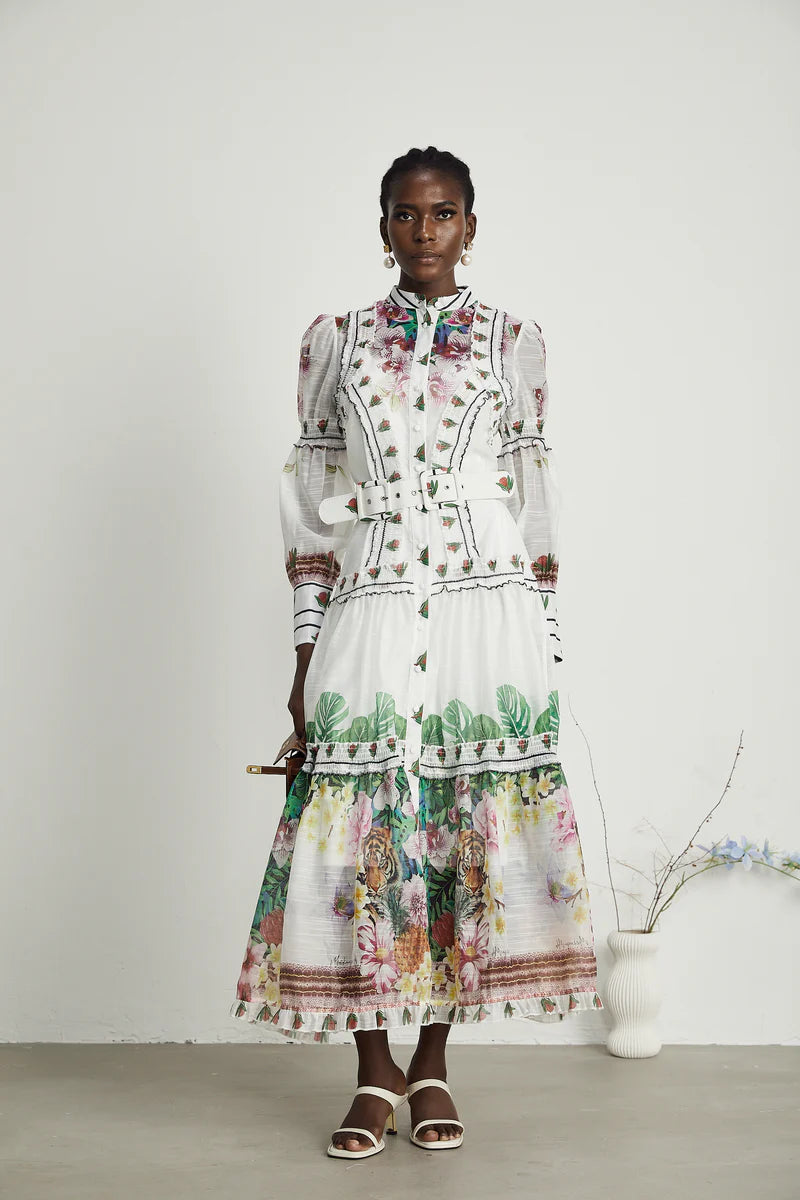 Gabi ruffled floral-print midi dress