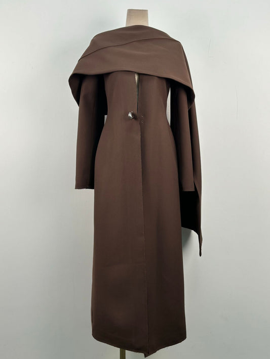 V-neck virtual edge shawl long jacket