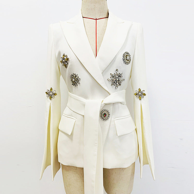 Beaded Diamond Belt Blazer