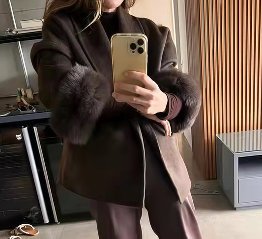 Soft Loose Lapel Solid Color Woolen Coat