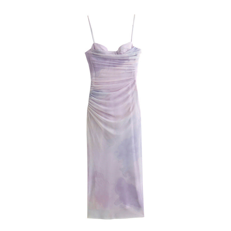 Silk mesh slip dress