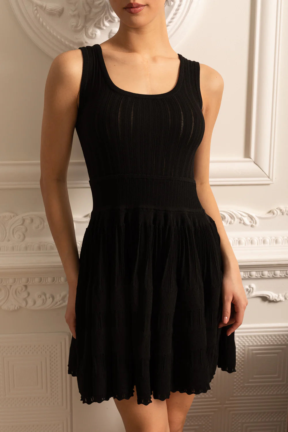 Mini robe ajustée avec texture côtelée - noir