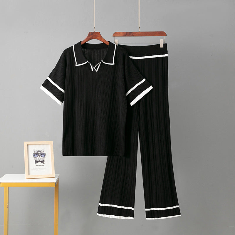 Polo collar  knitted suit