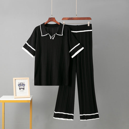 Polo collar  knitted suit