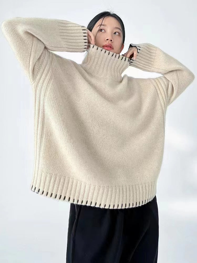 Turtleneck thickened knitted pullover