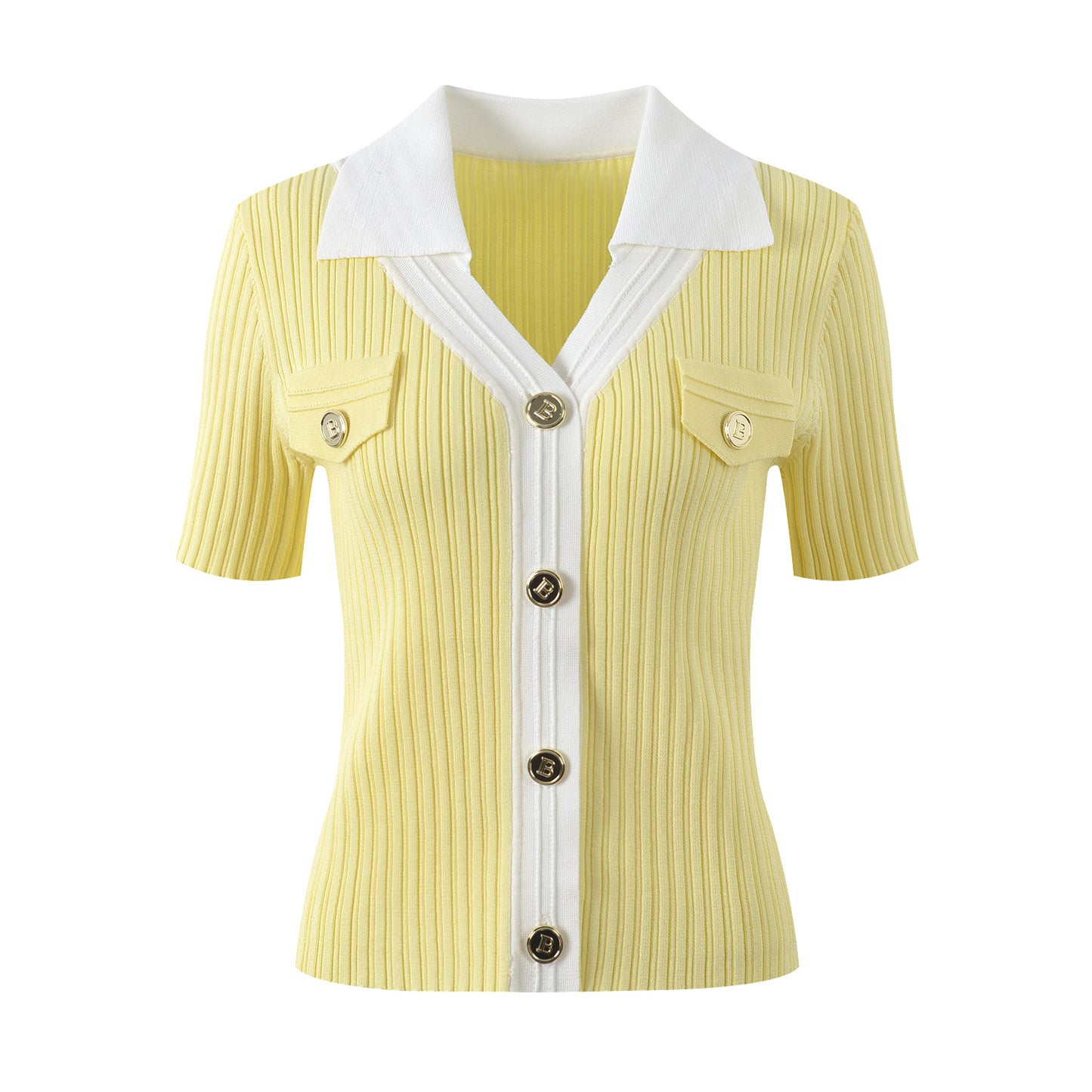 pollo collar single-breasted thin knitted shirt