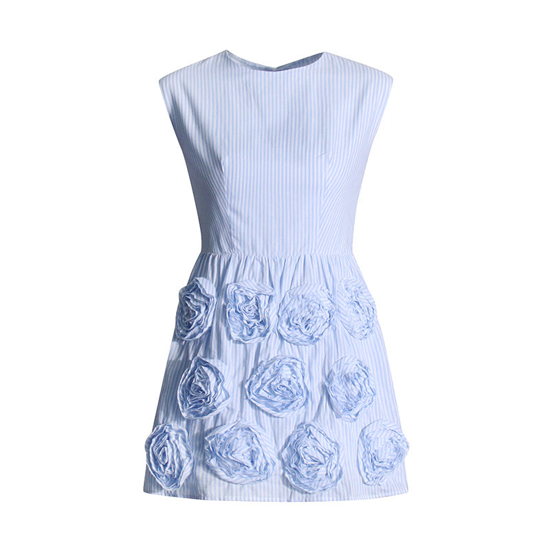 Lace-up  stitching flower dress