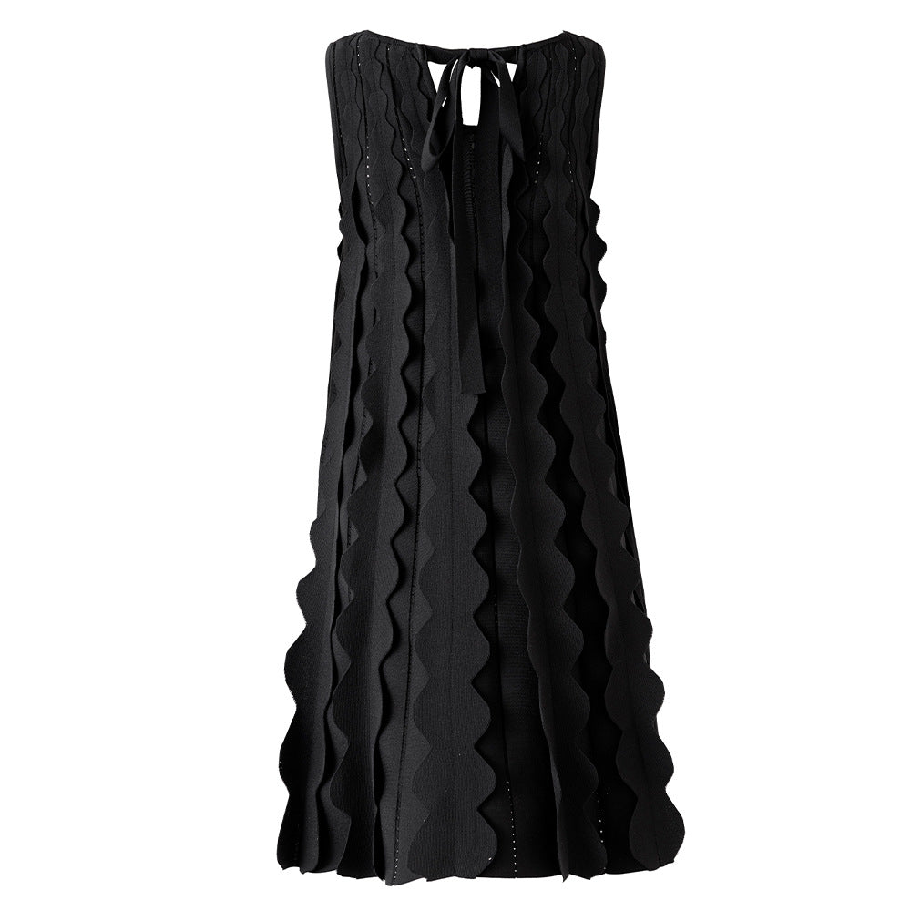 Tie-Neck Knitted Elegant Dress