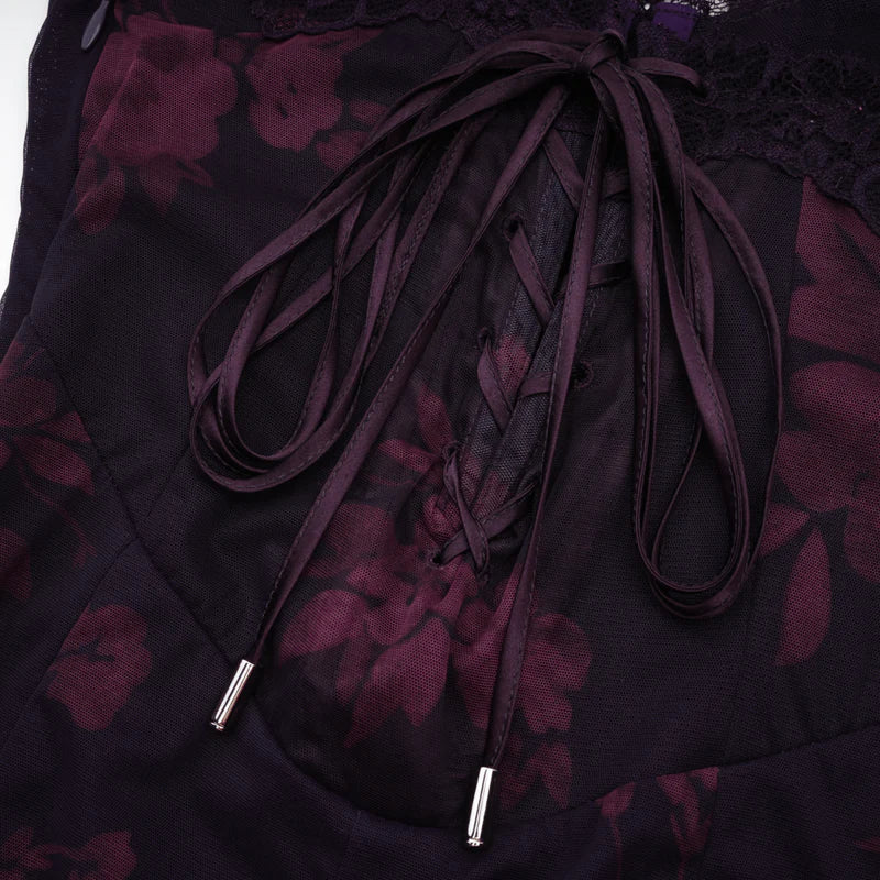 Róisín purple floral-print midi dress