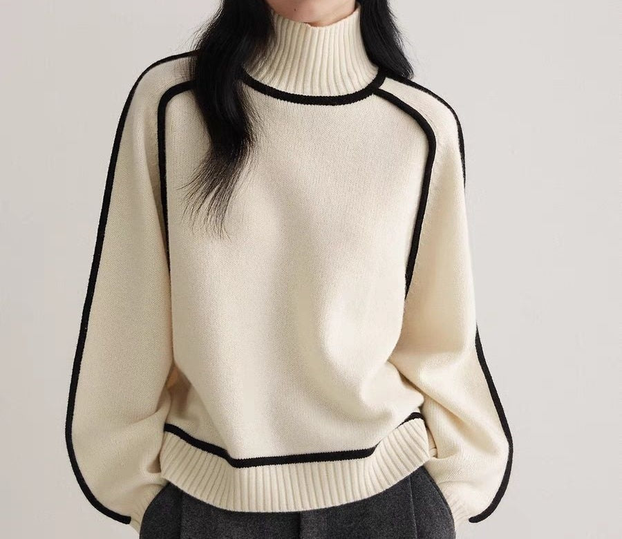 Winter stripes slimming loose pullover