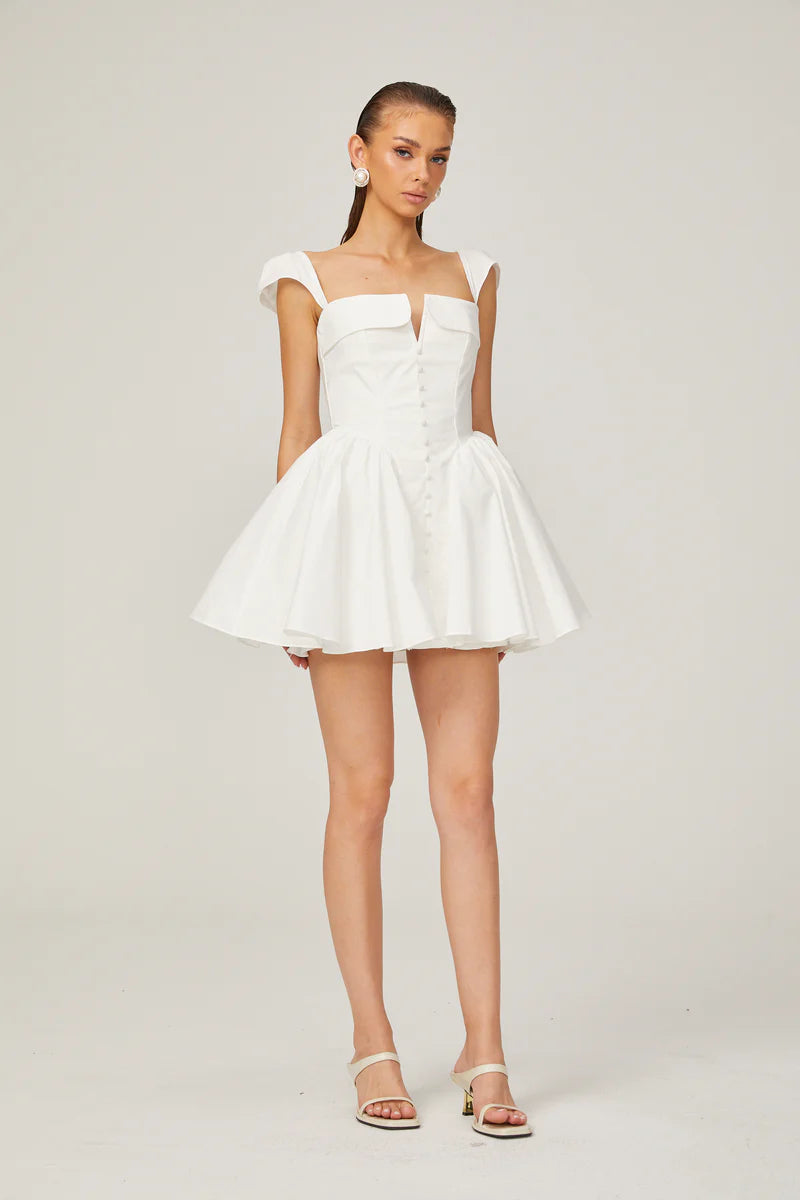 Julie White Polded Leck Condée Mini Robe sans manches