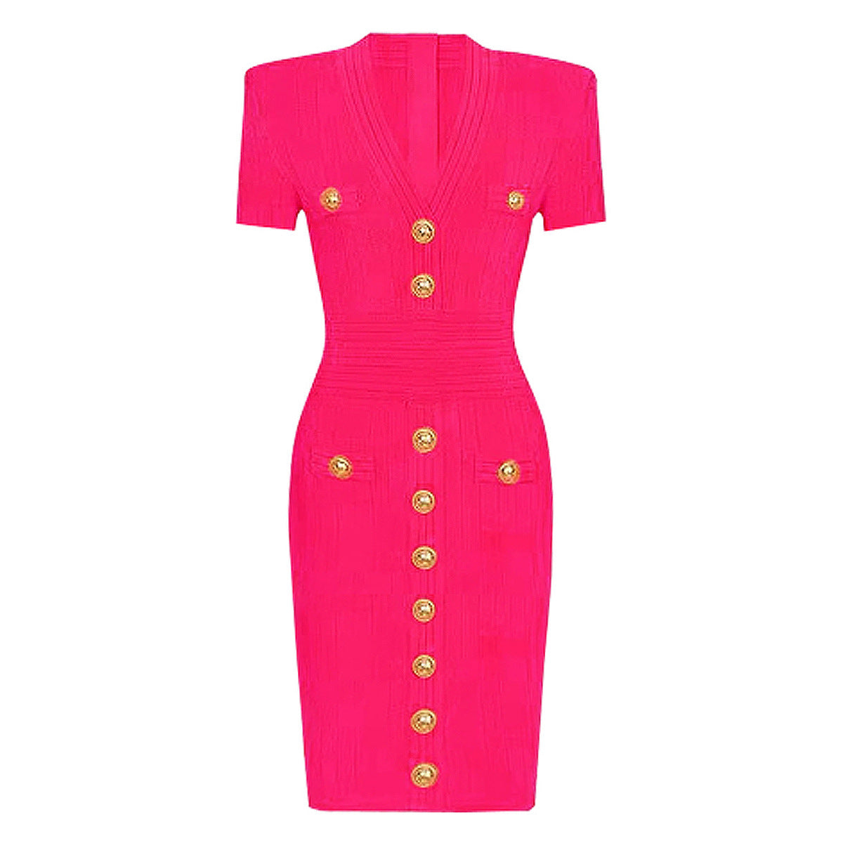 V-Neck  Slim Short Sleeve Dress