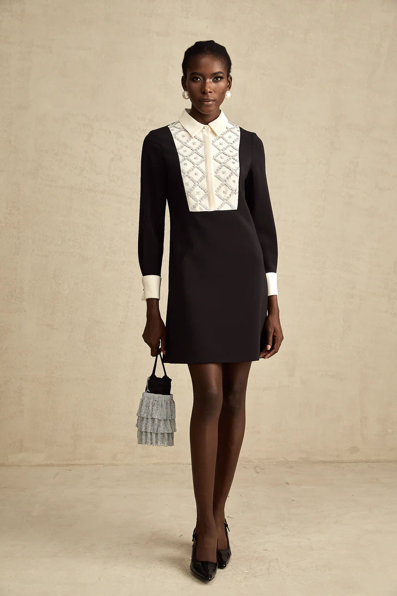 Esmée contraste-couleur embelli mini robe robe