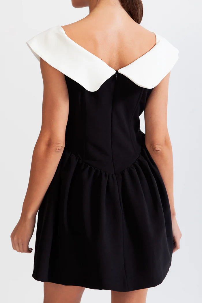 Bow Detail Minimalist Dress - B&W