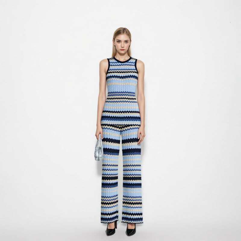 striped knitted fashion suit