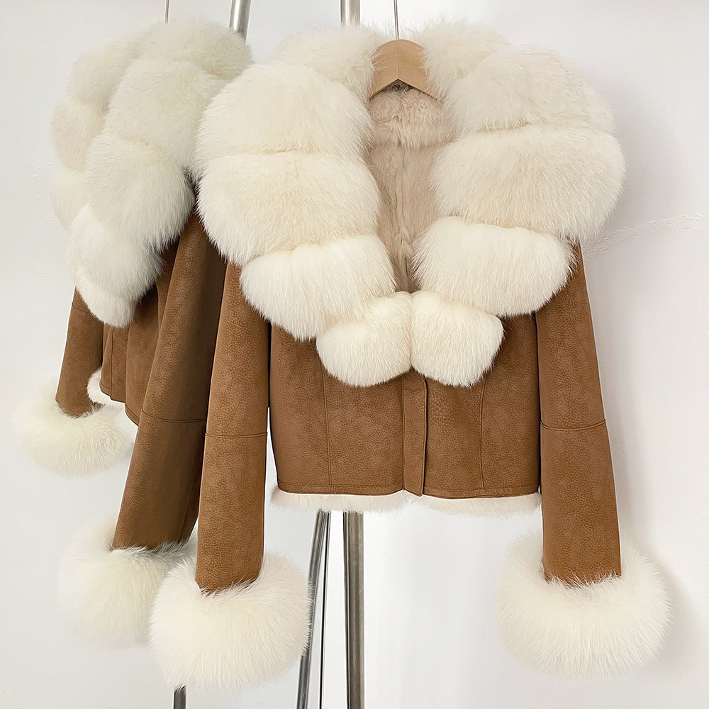 suede fur coat women's fashion slimming jacket