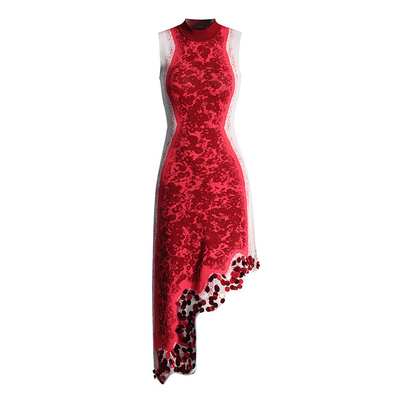 Wavy edge irregular stitching  dress