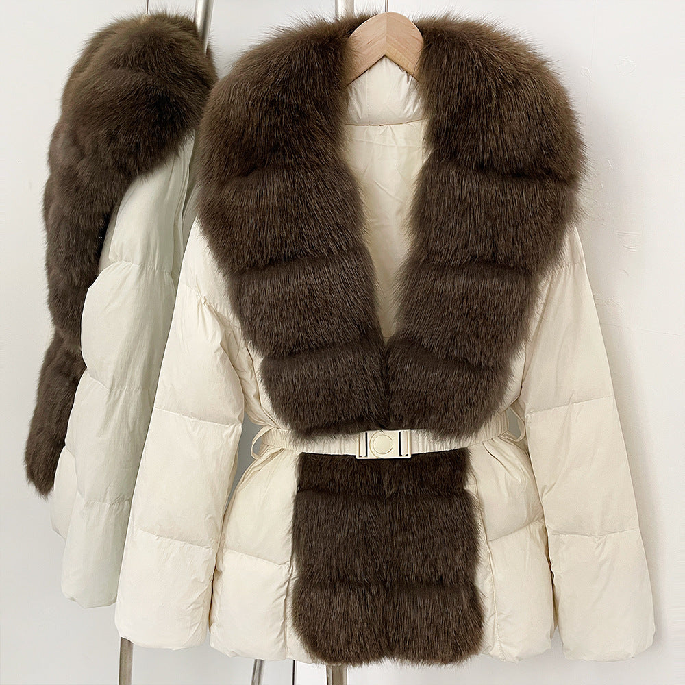 Fur collar slimming down jacket
