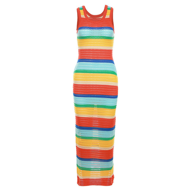 Color-blocked sleeveless dress